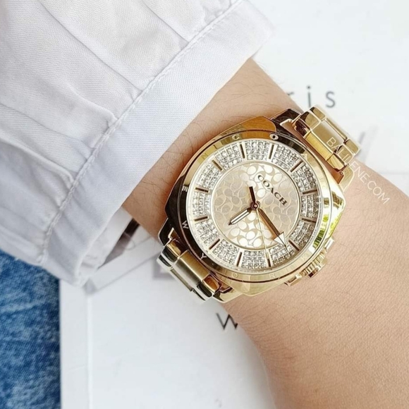 ***NEW*** Coach Ladies Coach Boyfriend Small Gold Plated Watch - Picture 11 of 11